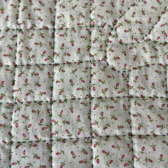 Vintage Quilted Bedspread Cotton Kids Butterfly Reversible Hand Stitched - Picture 9 of 12